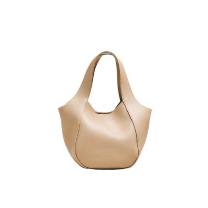 Elegant Beige Leather Shoulder Handbag for Women Stylish Everyday Carry