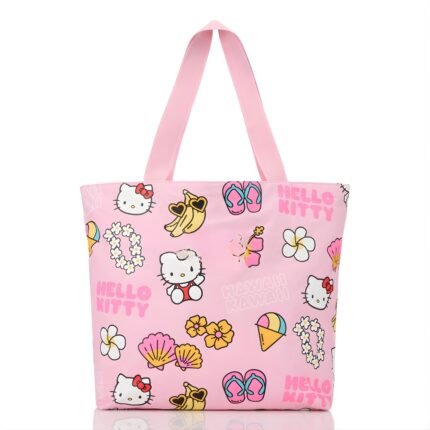 Hello Kitty Hawaiian Pink Tote Bag Cute Beach Travel Shopper Gift