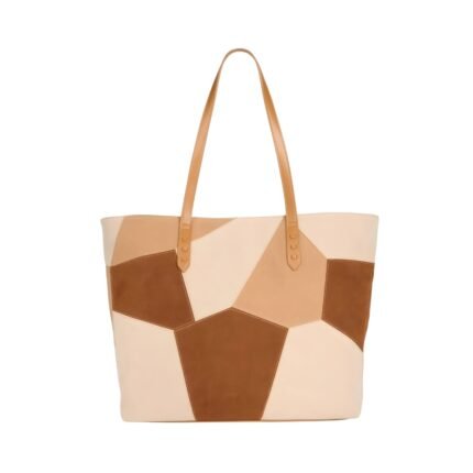 Color Block Leather Tote Bag Large Shoulder Purse Everyday Work Shopper